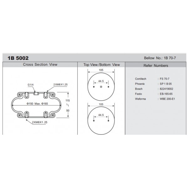 1BK-150-1M Пневморессора BERGKAU  1BK-150-1M (FS 70-7/W01M586155)