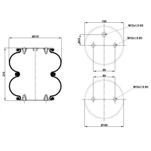 2BK0220-3M Пневморессора BERGKAU 2BK0 220-3M  (FD200-19 М12x1.5 2M10)