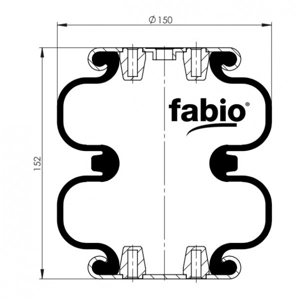 2DC-155-1C Пневморессора FABIO 2DC155-1C (FD70-13 1/4 M8) 2E6*6