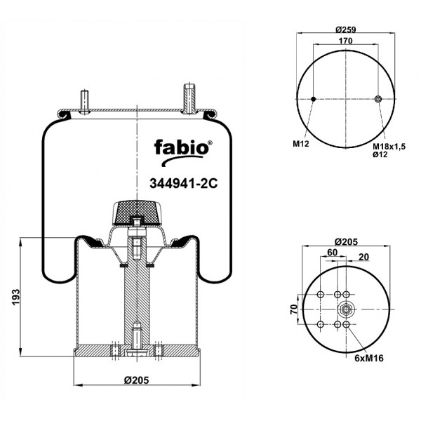 4941-2C   Пневморессора FABIO (с металлическим стаканом) 34 4941-2C