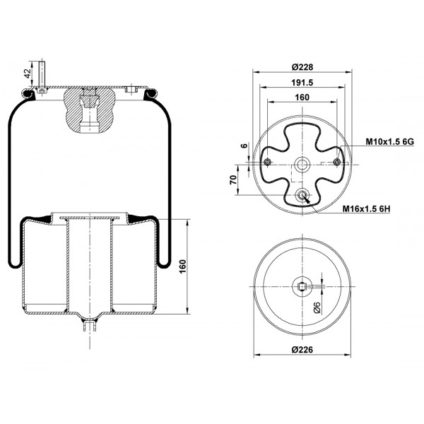 6760-C   Пневморессора FABIO (с металлическим стаканом) 34 6760-C  (6612 N P01)