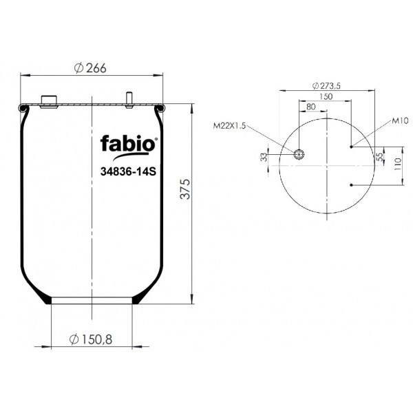 836-14S  Пневморессора FABIO (без стакана) 34 836-14S