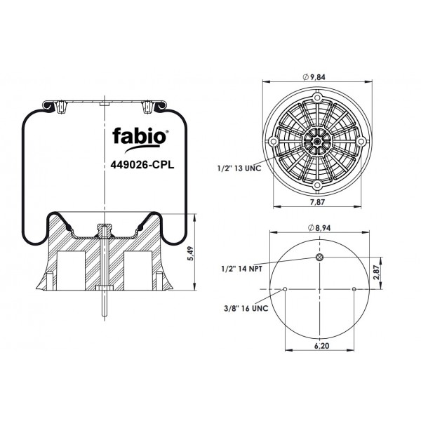 A 9026-CPL   Пневморессора (с пластиковым стаканом) FABIO 44 9026-CPL/W01-358-9026