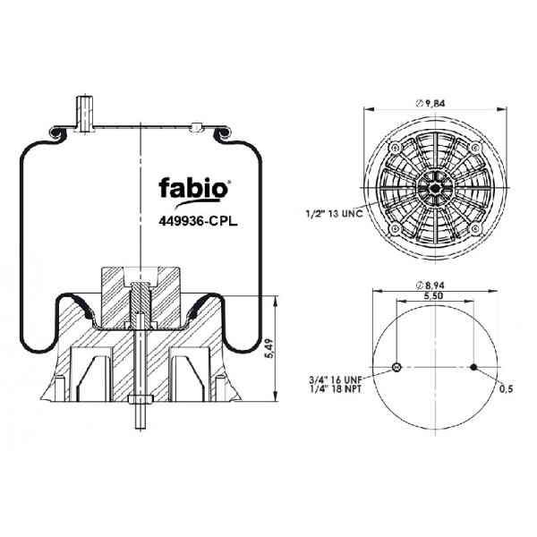 A 9936-CPL   Пневморессора FABIO (с пластиковым стаканом) 44 9936-CPL  (1R12-499)