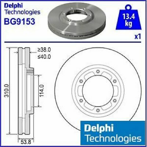 Диск тормозной DELPHI FR FUSO CANTER FE85/T MK584503