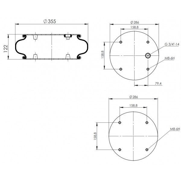 BK1 B530-14 Пневморессора BERGKAU ( FS 530-14CI )