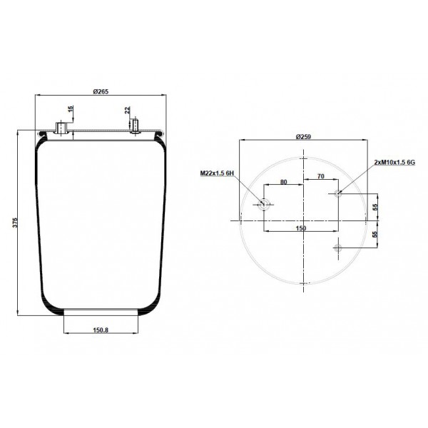 836.S10 Пневморессоры Smarttech без стакана 1794420 DAF